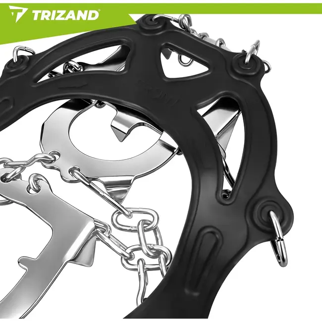 Trizand Antislip schoenspikes maat L 40-44 met 12 spikes van 17 mm, kettingen en klittenband