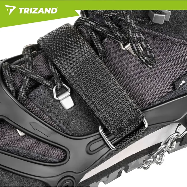 Trizand Antislip schoenspikes maat L 40-44 met 12 spikes van 17 mm, kettingen en klittenband