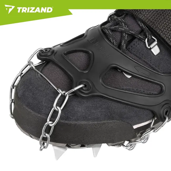 Trizand Antislip schoenspikes maat L 40-44 met 12 spikes van 17 mm, kettingen en klittenband