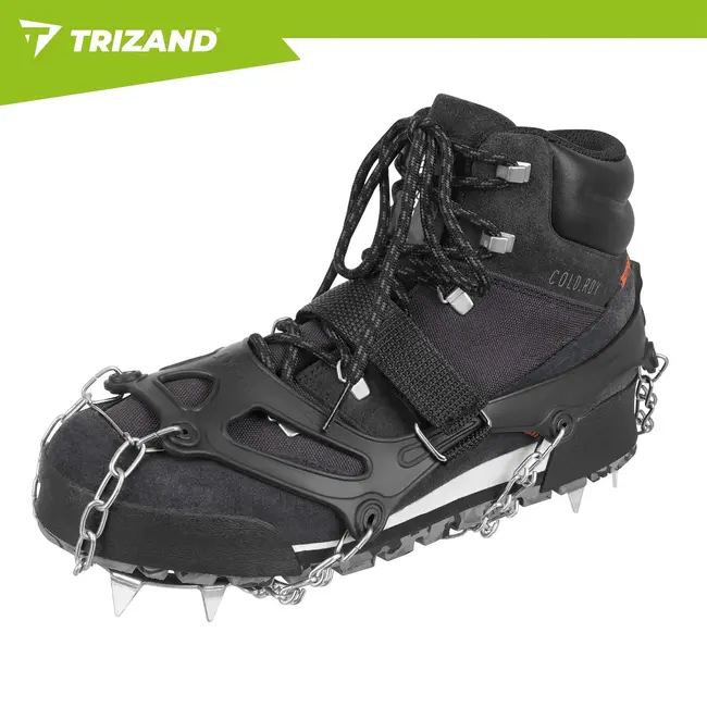 Trizand Antislip schoenspikes maat L 40-44 met 12 spikes van 17 mm, kettingen en klittenband