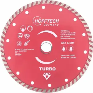 Hofftech Diamantschijf - Ø 180 mm - Voor nat en droog zagen - Steen, beton, graniet