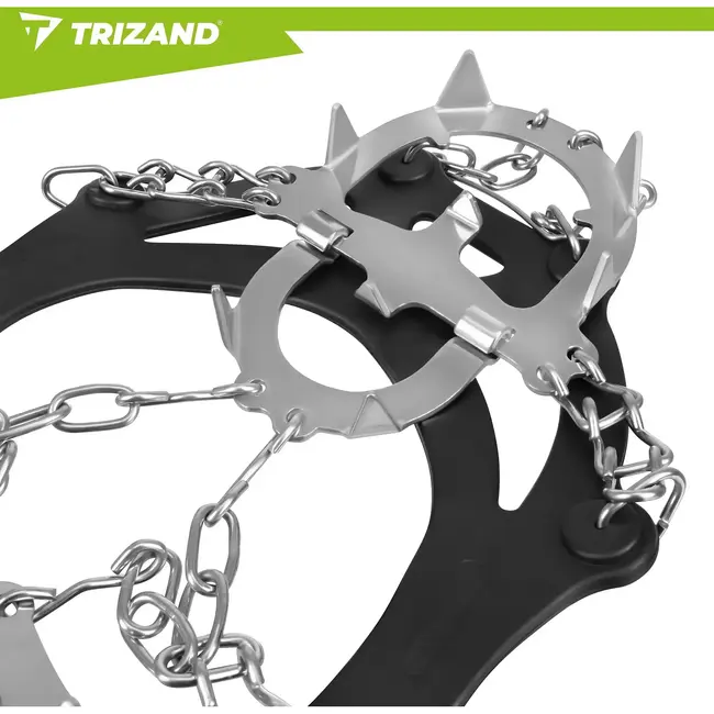 Trizand Antislip schoenspikes maat M 35-39 met 12 spikes van 17 mm, kettingen en klittenband