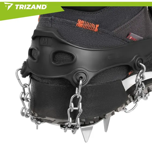 Trizand Antislip schoenspikes maat M 35-39 met 12 spikes van 17 mm, kettingen en klittenband