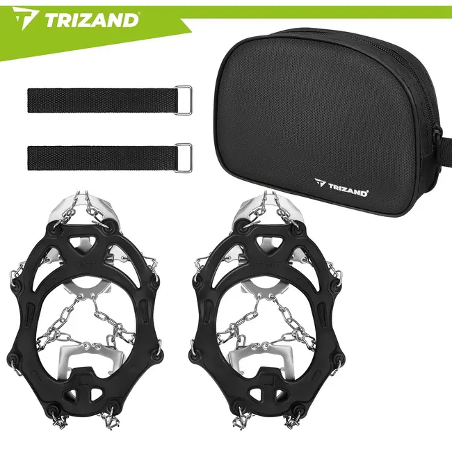 Trizand Antislip schoenspikes maat M 35-39 met 12 spikes van 17 mm, kettingen en klittenband