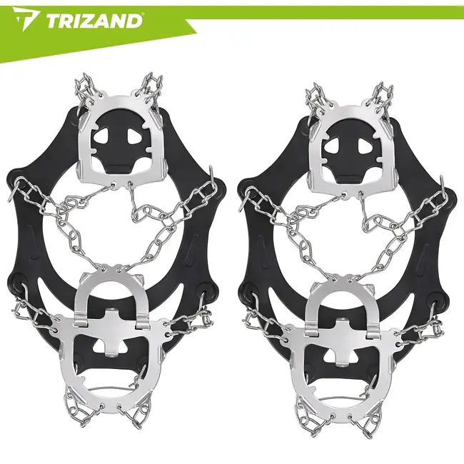 Trizand Antislip schoenspikes maat M 35-39 met 12 spikes van 17 mm, kettingen en klittenband