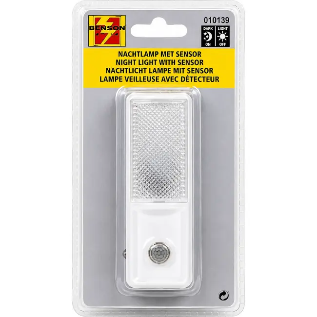 Benson Automatisch nachtlampje met sensor - 3 heldere LED's - energiezuinig - 230V - compact formaat
