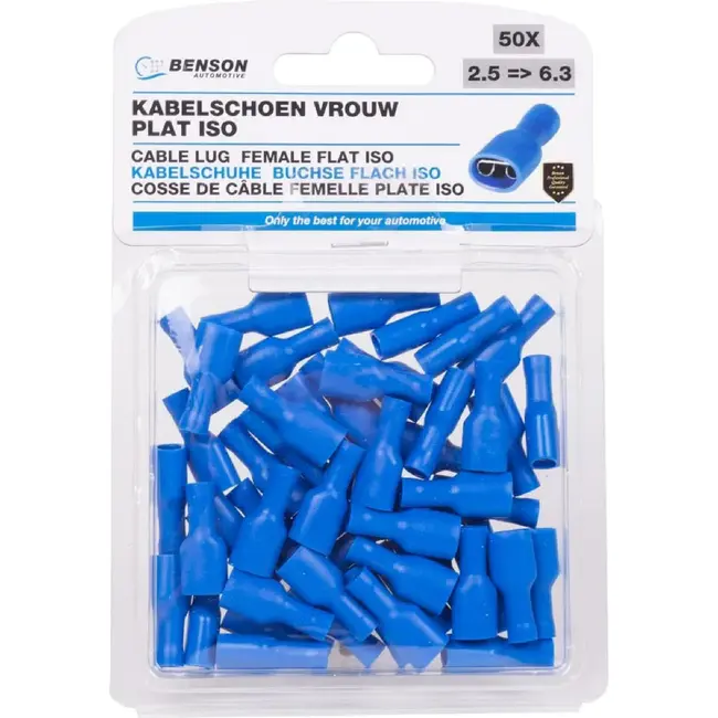 Benson Kabelschoenenset - Vrouwelijk - PVC - 2.5-6.3 mm - Blauw - 50 stuks