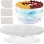 Ruhhy Draaibare taartschaal 28 cm wit met 3 decoratiespatels en afneembare voet voor taartdecoratie