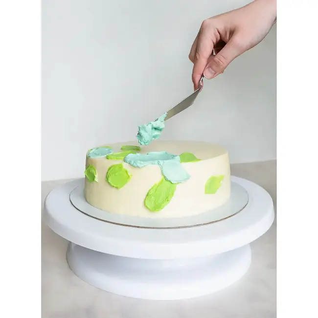 Ruhhy Draaibare taartschaal 28 cm wit met 3 decoratiespatels en afneembare voet voor taartdecoratie