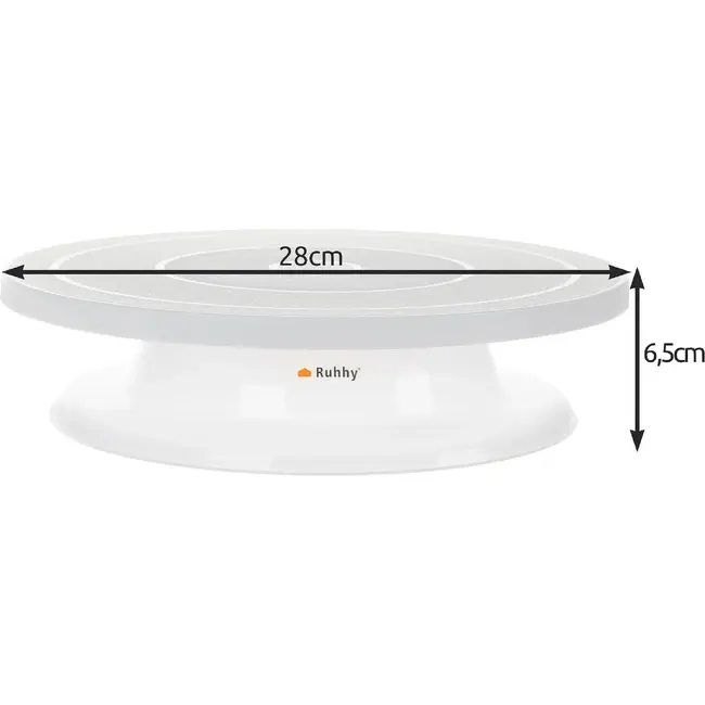 Ruhhy Draaibare taartschaal 28 cm wit met 3 decoratiespatels en afneembare voet voor taartdecoratie