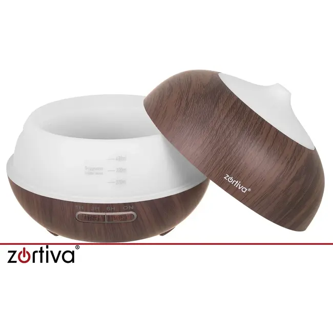 Zortiva Ultrasone geurverspreider 400 ml met timer, 8 LED-kleuren, afstandsbediening en 3 oliën