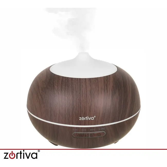 Zortiva Ultrasone geurverspreider 400 ml met timer, 8 LED-kleuren, afstandsbediening en 3 oliën