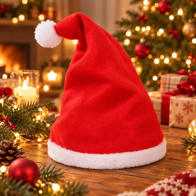 Christmas Gifts Feestelijke kerstmuts - rood/wit - polyester - 29 cm - unisex