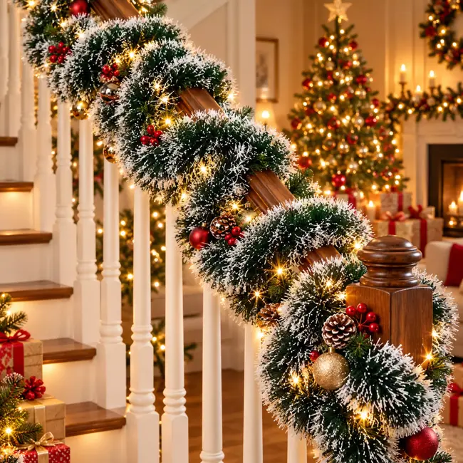 Ruhhy 6 Meter Frostige Kerstslinger - Perfect voor Grote Kerstbomen