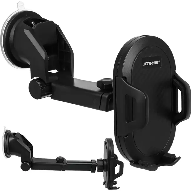 Xtrobb Telefoonhouder met zuignap - 360° draaibaar - arm 12-17 cm - voor voorruit en dashboard