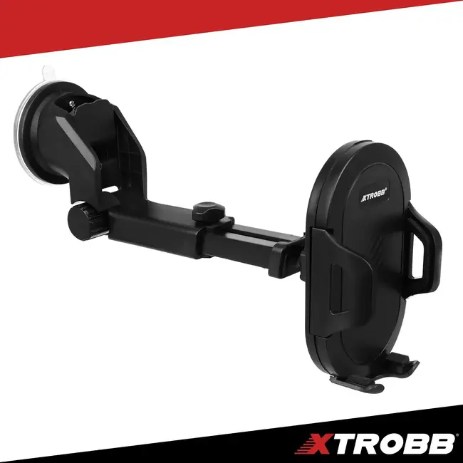 Xtrobb Telefoonhouder met zuignap - 360° draaibaar - arm 12-17 cm - voor voorruit en dashboard