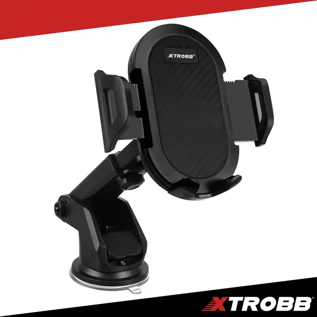 Xtrobb Telefoonhouder met zuignap - 360° draaibaar - arm 12-17 cm - voor voorruit en dashboard