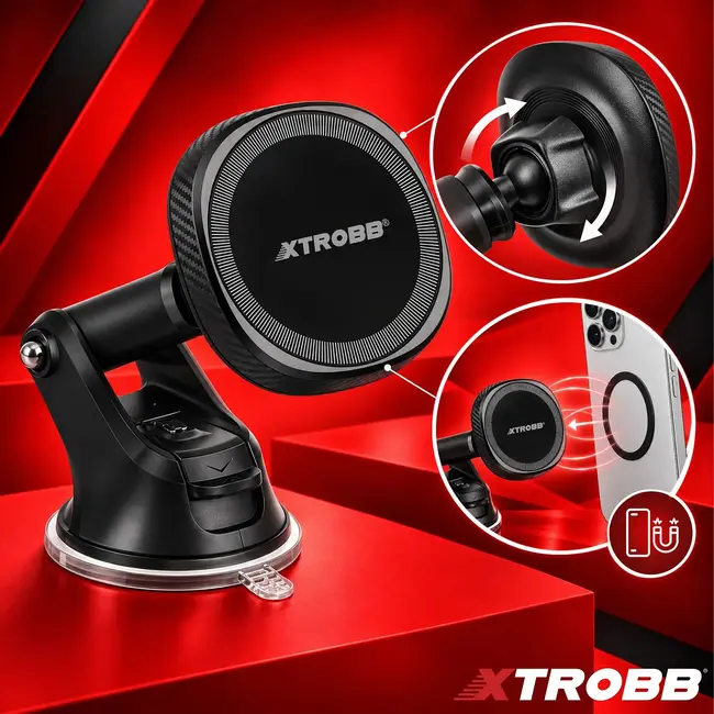 Xtrobb Magnetische telefoonhouder met zuignap - MagSafe - arm 107-148 mm