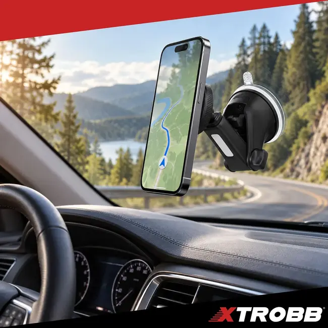 Xtrobb Magnetische telefoonhouder met zuignap - MagSafe - arm 107-148 mm