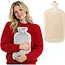 Zortiva Rubberen warmwaterkruik 3,5 l met grijze pluche hoes en beige kruik voor buik en voeten