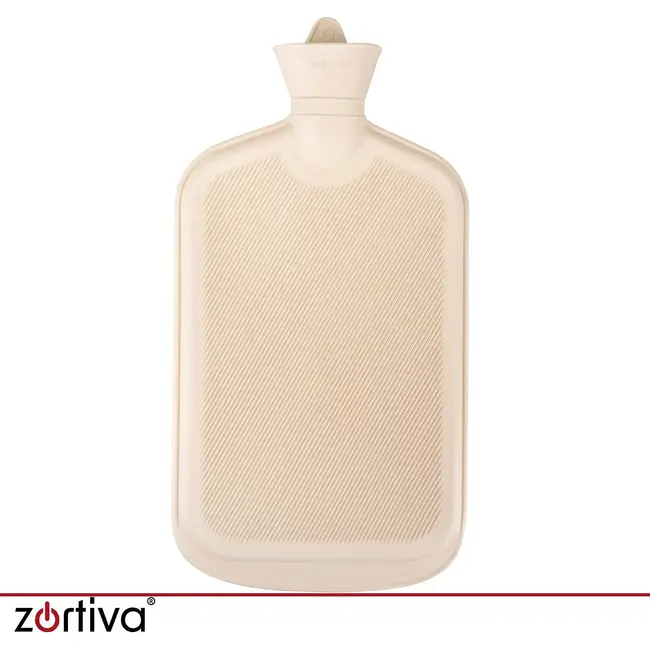 Zortiva Rubberen warmwaterkruik 3,5 l met grijze pluche hoes en beige kruik voor buik en voeten