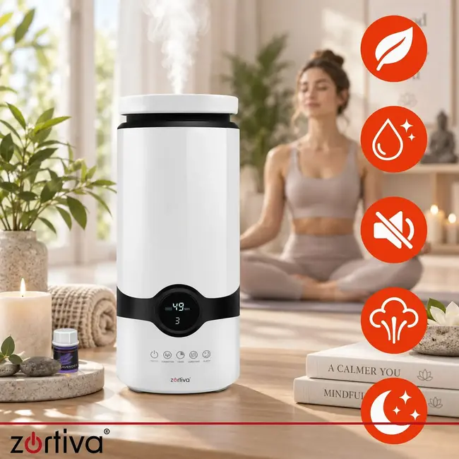 Zortiva Luchtbevochtiger 4 l met aromatherapie, ionisator en hygrostaat
