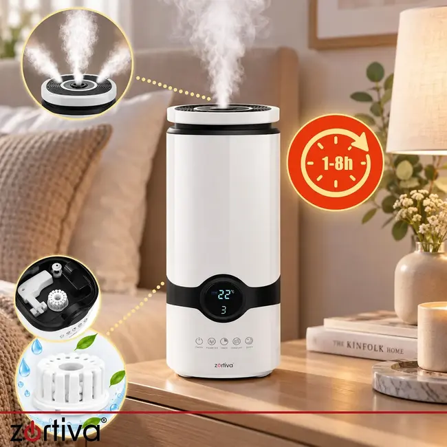 Zortiva Luchtbevochtiger 4 l met aromatherapie, ionisator en hygrostaat