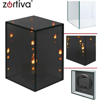 Zortiva Spiegel-lantaarn met 3D LED-effect 10 x 10 x 15 cm zwart