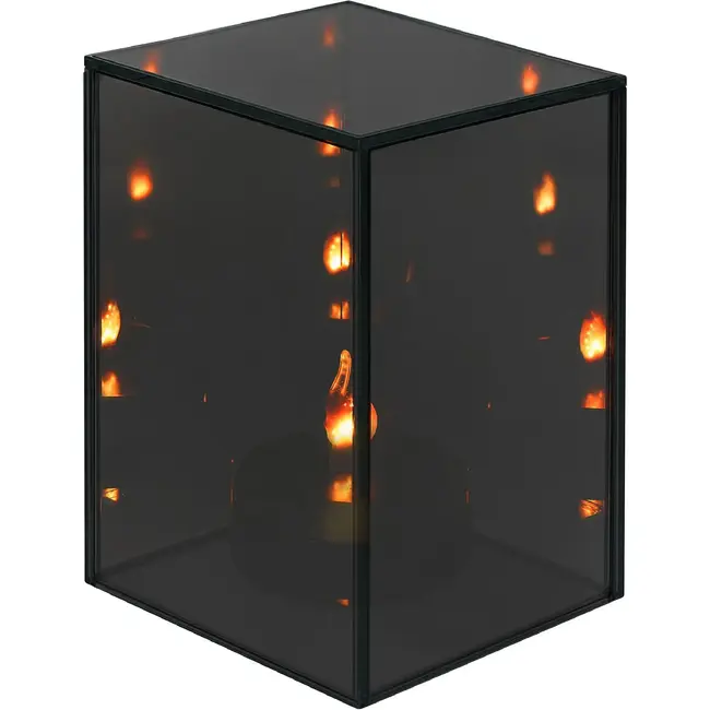 Zortiva Spiegel-lantaarn met 3D LED-effect 10 x 10 x 15 cm zwart