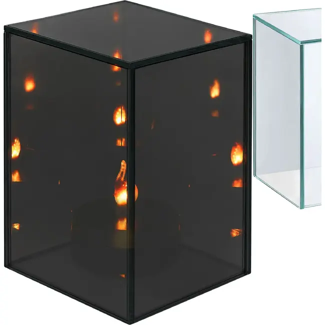 Zortiva Spiegel-lantaarn met 3D LED-effect 10 x 10 x 15 cm zwart