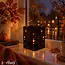 Zortiva Spiegel-lantaarn met 3D LED-effect 10 x 10 x 15 cm zwart