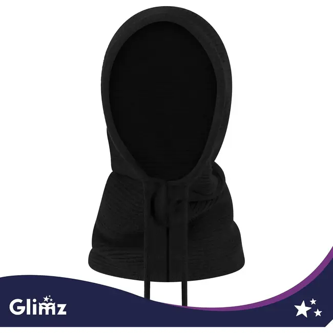 Glimz Winterbalaclava dames 3-in-1 met wol en trekkoord zwart