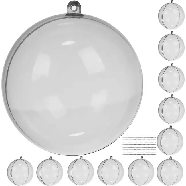 Ruhhy Transparante kerstballen 8 cm - 12 stuks om zelf te vullen