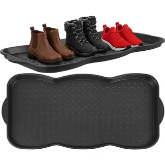 Trizand Schoenmat 76 x 38 cm zwart met 3 cm hoge rand voor schoenen, modder, sneeuw, water en vuil