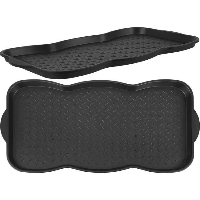 Trizand Schoenmat 76 x 38 cm zwart met 3 cm hoge rand voor schoenen, modder, sneeuw, water en vuil