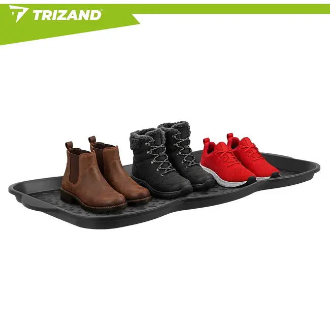 Trizand Schoenmat 76 x 38 cm zwart met 3 cm hoge rand voor schoenen, modder, sneeuw, water en vuil