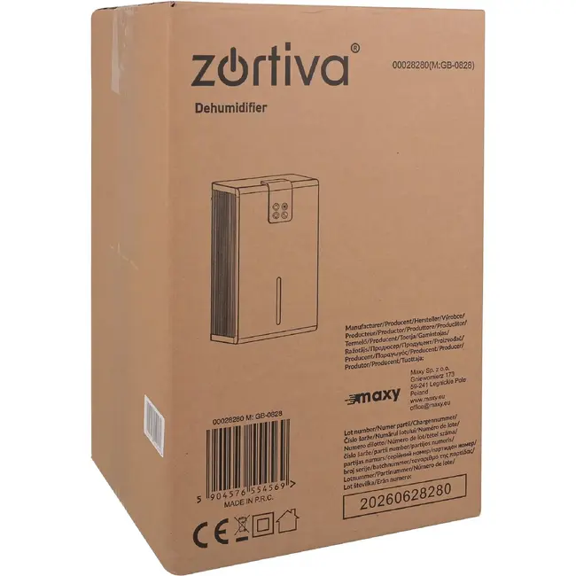 Zortiva Luchtontvochtiger 1000 ml/24 uur met 2,2 l reservoir, hygrostaat en afstandsbediening