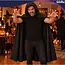 Glimz Zwarte cape met capuchon 172 cm voor Halloween, carnaval, vampier, heks, tovenaar en themafeest
