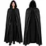 Glimz Zwarte cape met capuchon 172 cm voor Halloween, carnaval, vampier, heks, tovenaar en themafeest