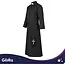 Glimz Priesterkostuum zwart 134 cm met soutane, witte kraag en kruisriem voor Halloween en carnaval