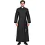 Glimz Priesterkostuum zwart 134 cm met soutane, witte kraag en kruisriem voor Halloween en carnaval