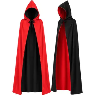 Glimz Dubbelzijdige cape 175 cm zwart-rood voor Halloween, Dracula, vampierkostuum en themafeest