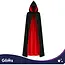 Glimz Dubbelzijdige cape 175 cm zwart-rood voor Halloween, Dracula, vampierkostuum en themafeest