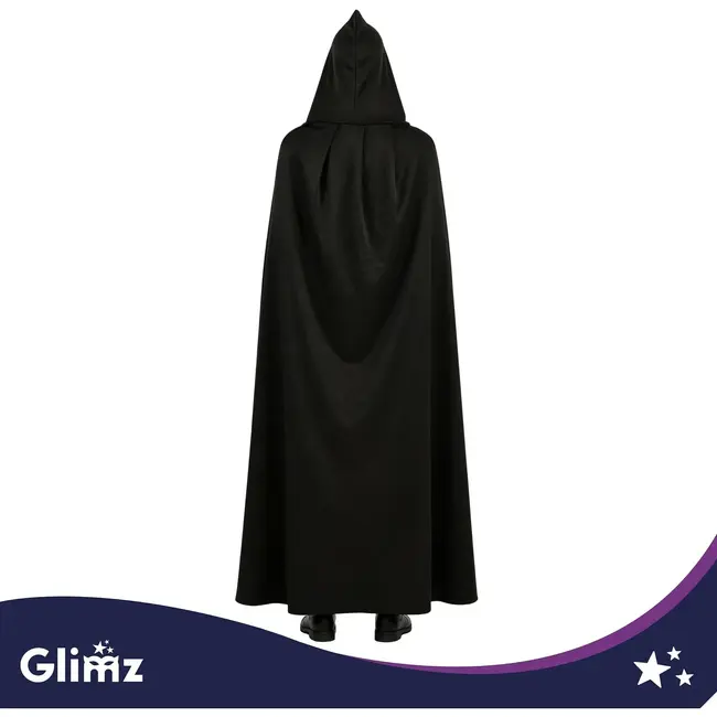 Glimz Dubbelzijdige cape 175 cm zwart-rood voor Halloween, Dracula, vampierkostuum en themafeest