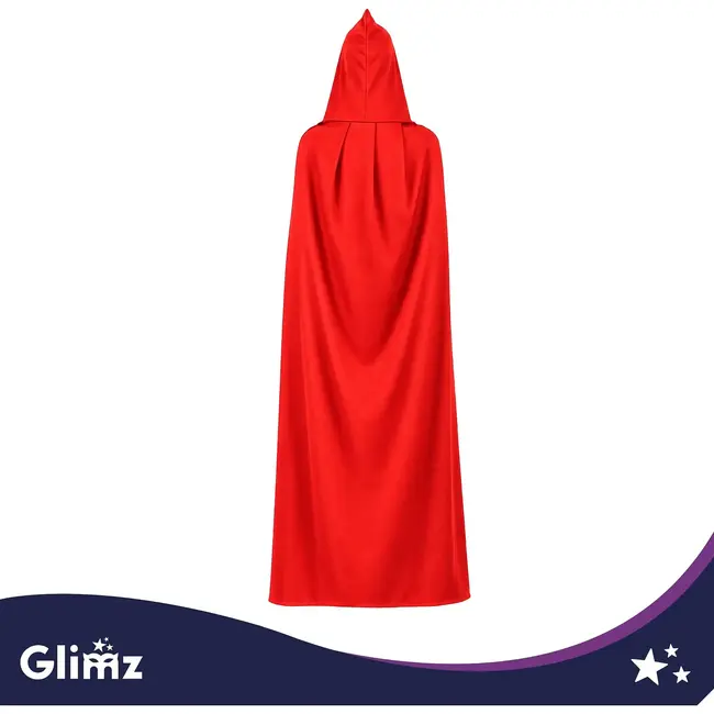 Glimz Dubbelzijdige cape 175 cm zwart-rood voor Halloween, Dracula, vampierkostuum en themafeest