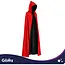 Glimz Dubbelzijdige cape 175 cm zwart-rood voor Halloween, Dracula, vampierkostuum en themafeest