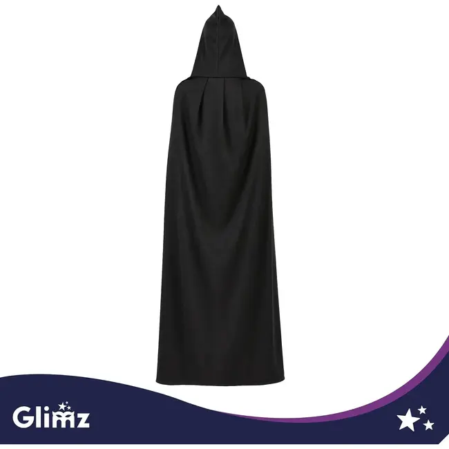 Glimz Dubbelzijdige cape 175 cm zwart-rood voor Halloween, Dracula, vampierkostuum en themafeest