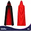 Glimz Dubbelzijdige cape 175 cm zwart-rood voor Halloween, Dracula, vampierkostuum en themafeest