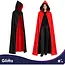 Glimz Dubbelzijdige cape 175 cm zwart-rood voor Halloween, Dracula, vampierkostuum en themafeest