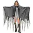 Glimz Zwarte spookcape 180 cm met capuchon en rafelige afwerking voor Halloween en themafeest
